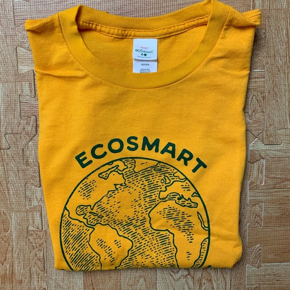 Yellow Hanes Eco-Smart Shirt Size Small Better Planet Earth Recycled 50/50 Tee - Picture 7 of 7